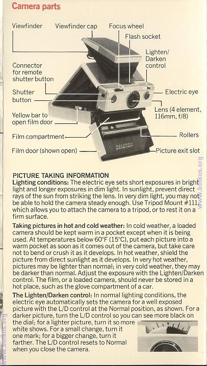 Polaroid SX-70, camera manuals, user manuals