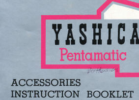 Yashica Pentamatic accessories booklet