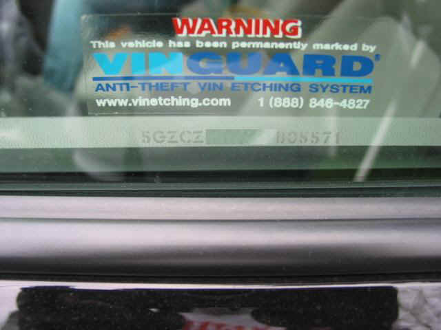 Glass etching on a car for security