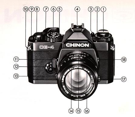 Cámara SLR Chinon CE-4s manual de instrucciones multi-idioma 