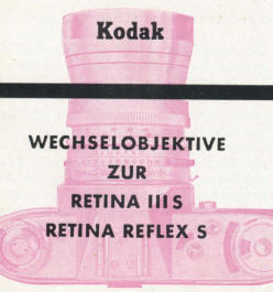 Kodak retina reflex S lenses Bedienungsanleitung