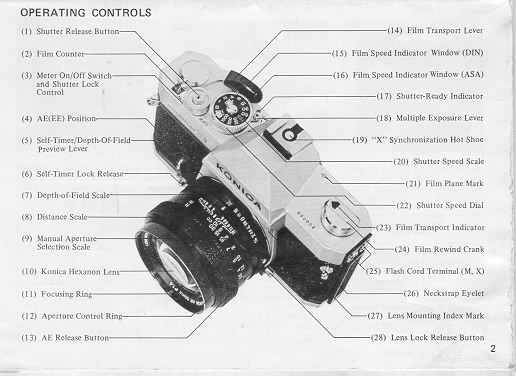 A T & T3 focale Guide più Fotocamera manuali di istruzioni elencati Konica AUTO REFLEX 