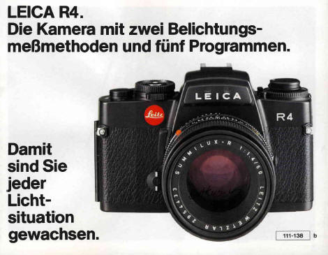 Leica R4 Die Kamera mit zwei Belichtungs - mebmethoden und funf Programmen