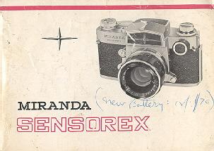 Miranda Sensorex camera manual