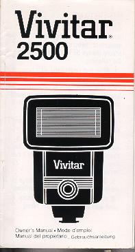 Vivitar 2500 flash unit, Bedienungsanleitung, Mode D'emploi