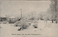 Flemington, NJ park in snow - 1914
